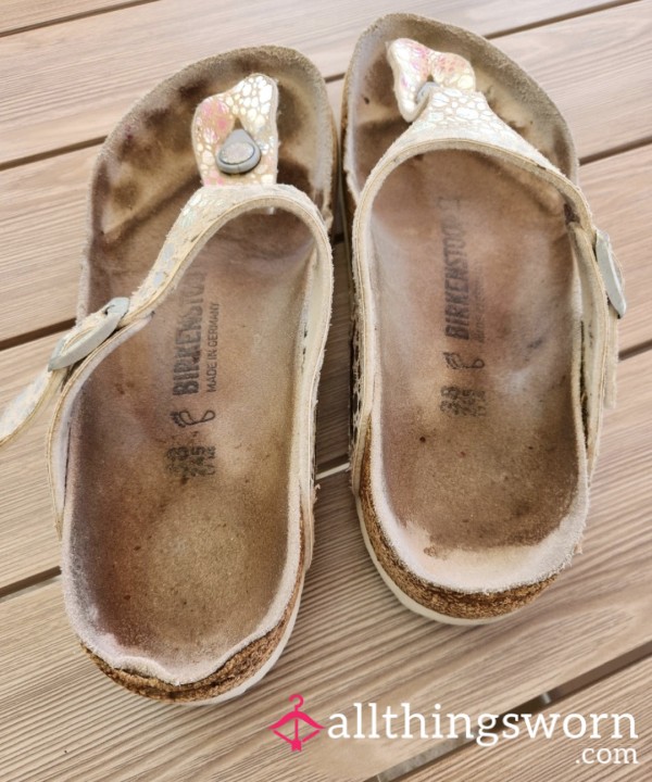 Birkenstocks White/holo 🤍🥵Well-worn|Dirty😈