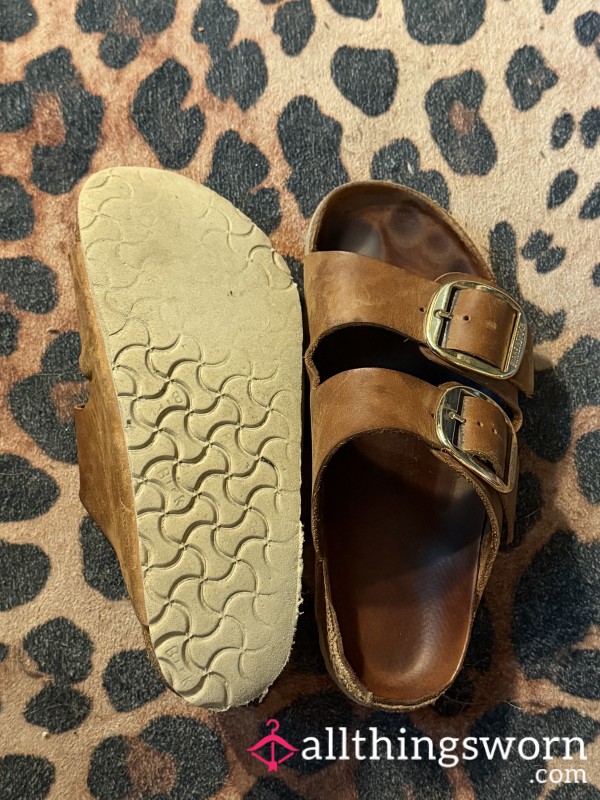Birkenstocks With Large Gold Buckle