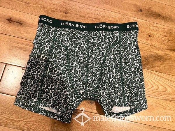 Bjorn Borg Funky Leaf Print Dark Green Boxer Shorts (M)- Ready To Be Customised For You