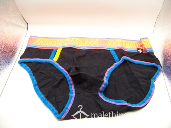Black AC Briefs Hot Pink Waist And Blue Piping Size XL