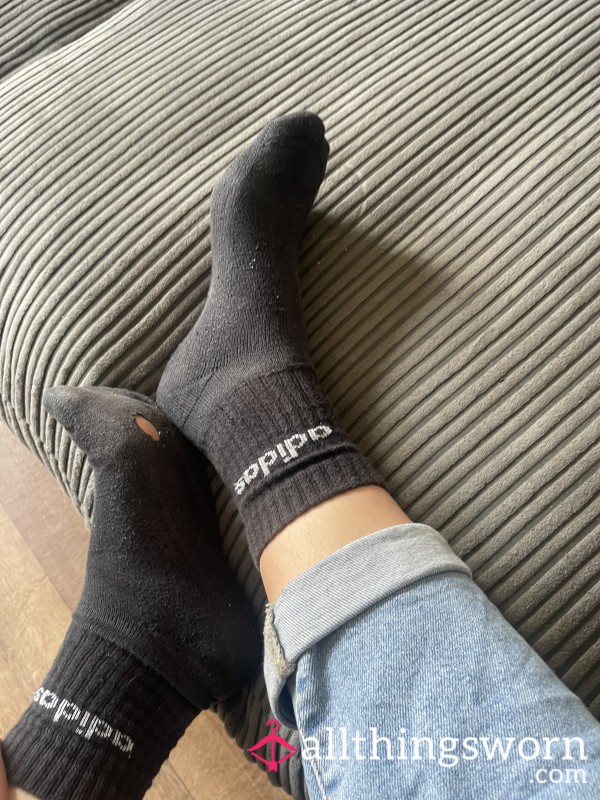 Black Adidas Socks – Worn All Weekend + Rugby Match & Feet Photo Set