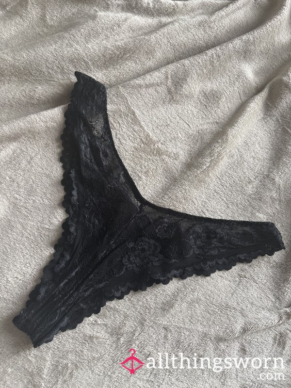 Black All Lace High Rise Panties Knickers Used Well Worn S**y Women’s Uk Size 12