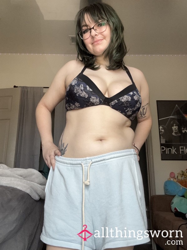 Black And Blue Flor*l Well Worn Bra