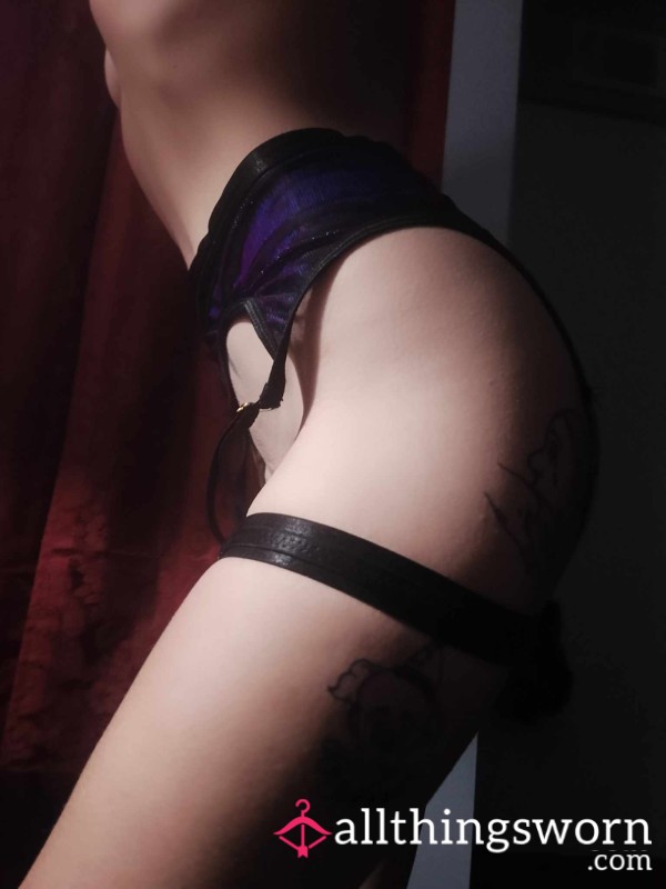 Black And Blue Hologram Garter Belt