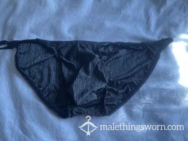 Black And Grey Tanga Brief Size L