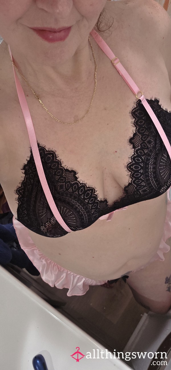 Black And Pink 2 Piece Lingerie Before And After Play