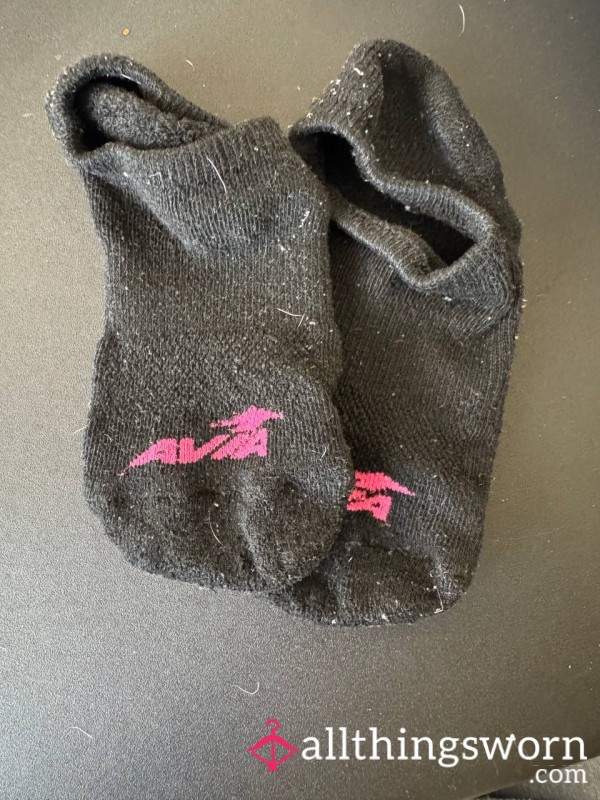 Black And Pink Cotton Ankle Socks