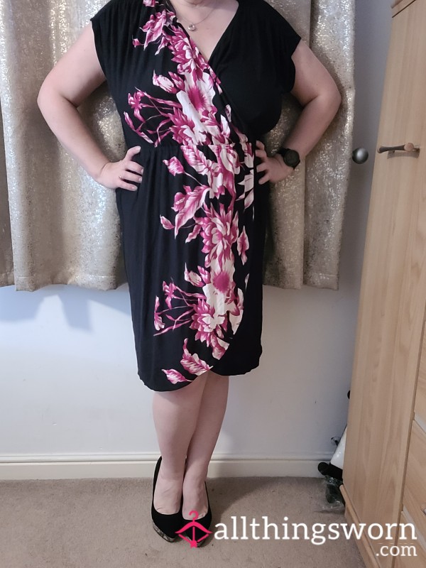 Black And Pink Flower Dress