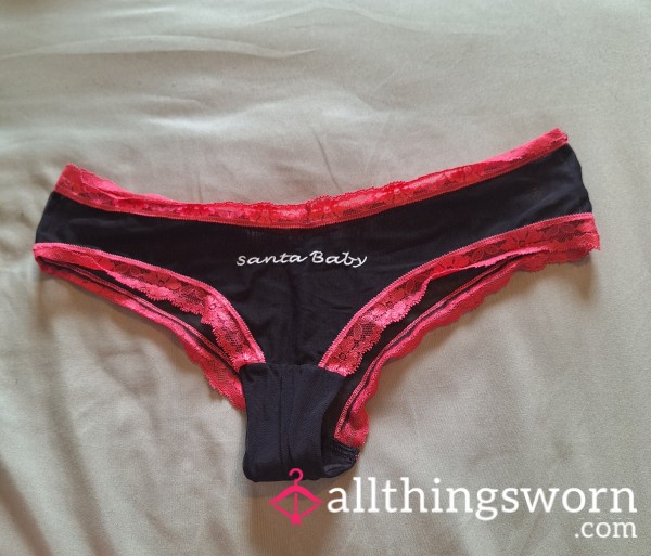 Black And Pink Lace Christmas Panties