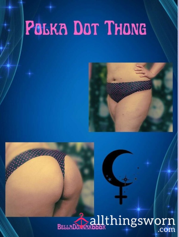 Black And Pink Polka Dot Thong