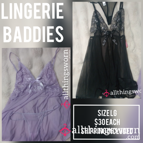 Black And Purple Nighty + Matching Thong