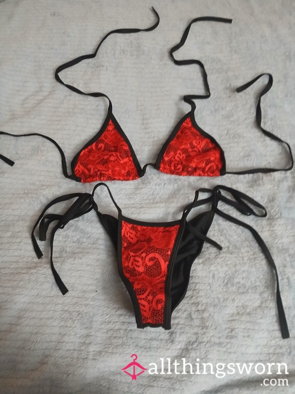 Black And Red Lace Lingerie/bikini