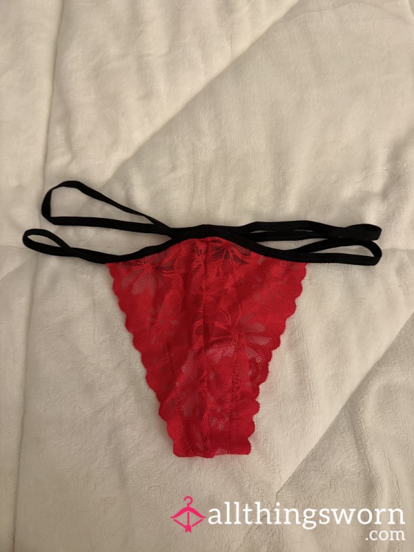 Black And Red Lace Thong