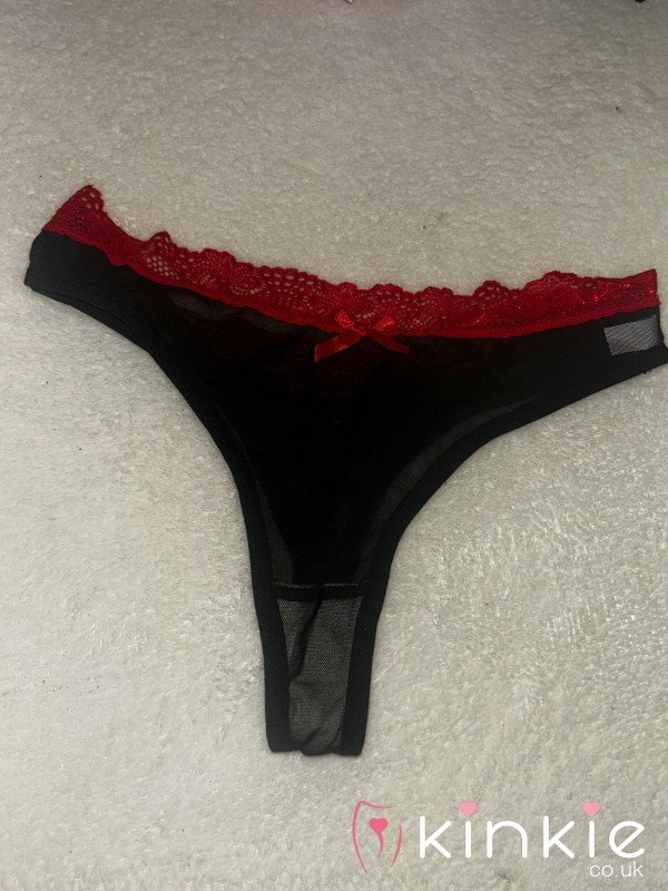 Black And Red Mesh Thong
