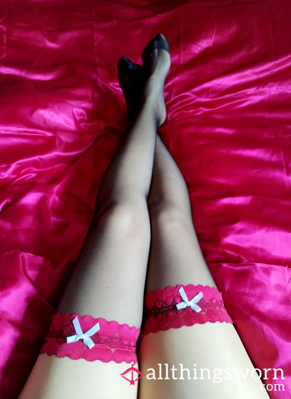Black And Red Nylon Stockings