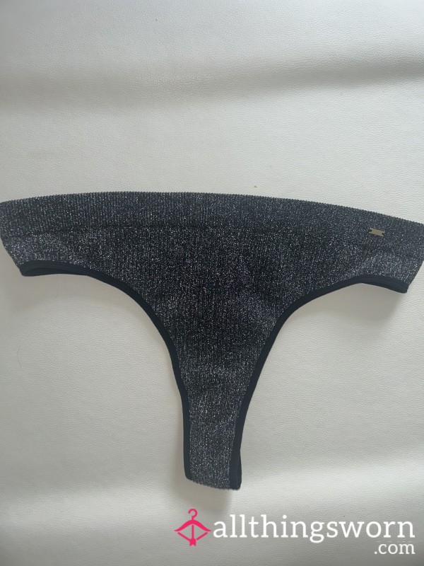 Black And Silver High Wasted Thong