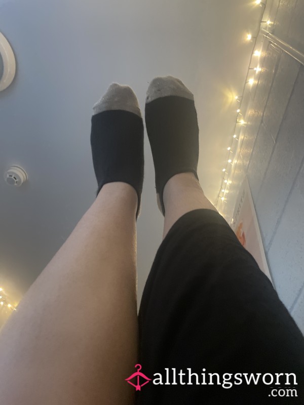 Black And Sparkly Pale Gold Ankle Socks