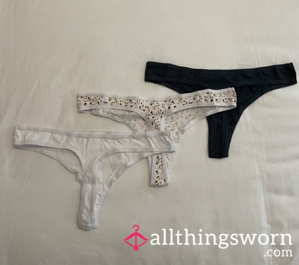Black And White And Flor*l Thongs