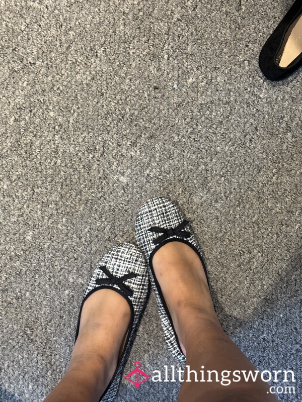 Black And White Ballerina Dolly Shoes