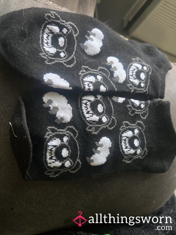 Black And White Bear No Show Socks