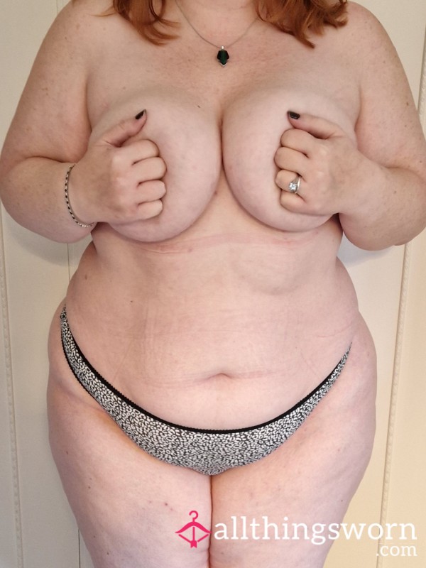 Black And White Cheetah Print Cotton Thong