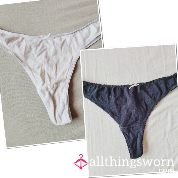 Black And White Cotton Worn Thongs