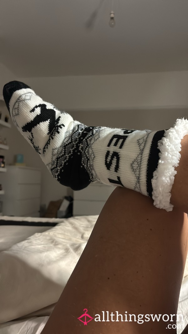 Black And White Fluffy Socks