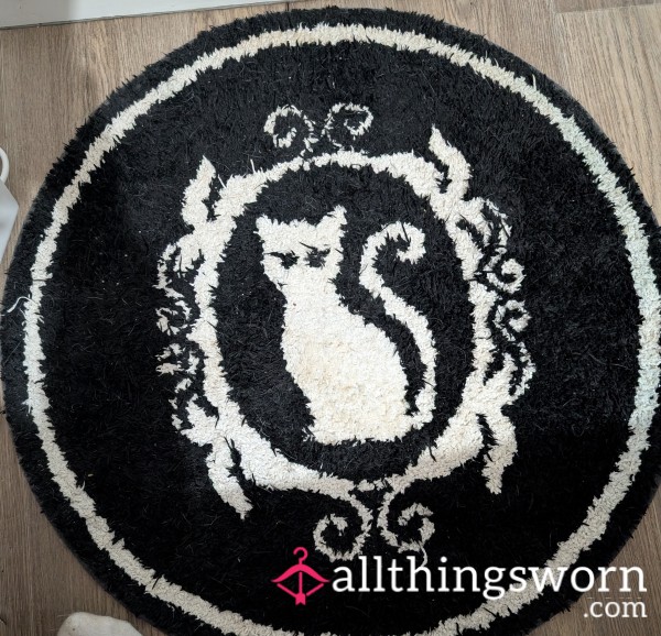 DOWN TO $80 Black And White Gothic Style Kitty Floor Mat