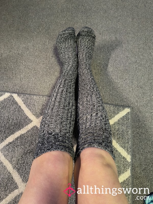 Black And White Knee High Boot Socks