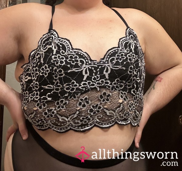 Black And White Lace Bralette