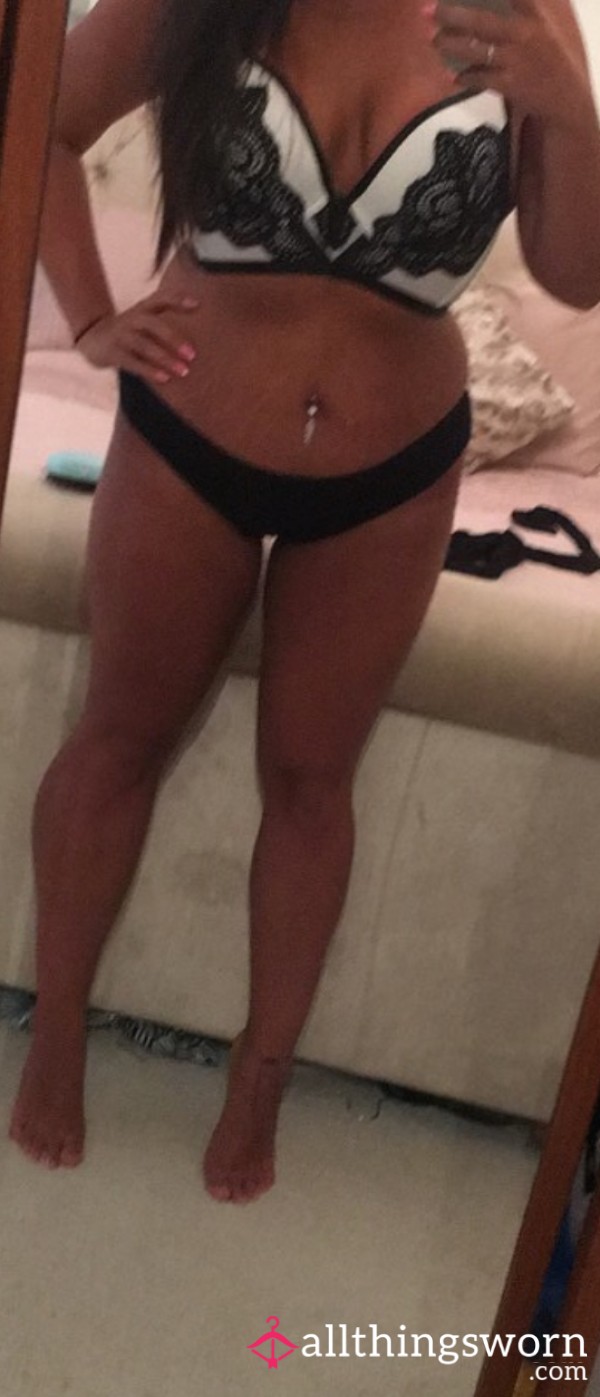 Black And White Long Line Bra