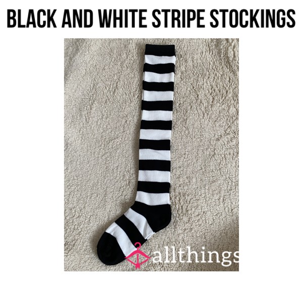 Black And White Stripe Stockings👀