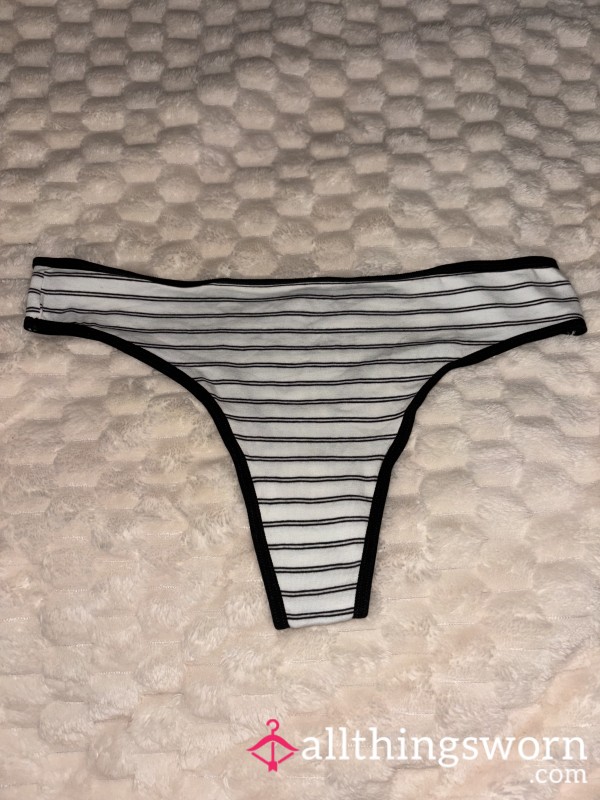 Black And White Striped Thong