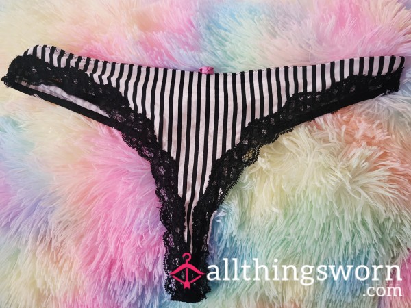 Black And White Stripey Thongs