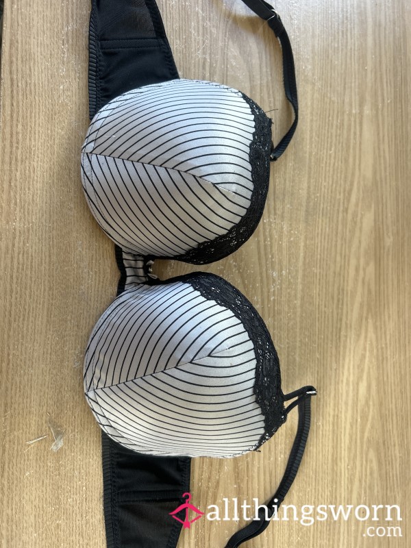 Black And White Stripey With Lace Trim