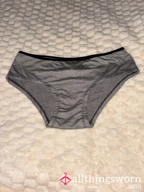 Black And White Stripped Cotton Bikini Panties