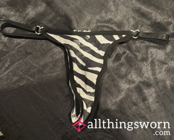 Black And White Zebra Thong