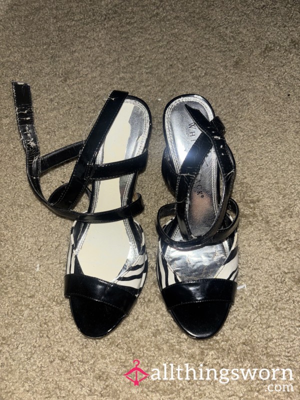 Black And White Zebra Well Worn Dirty Heels