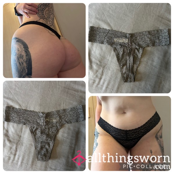 Black Animal Print Thong
