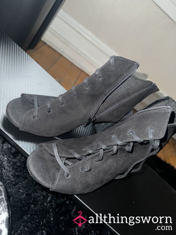 Black Ankle High Heel Boots