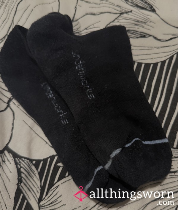 Black Ankle Socks With Blue Stripe