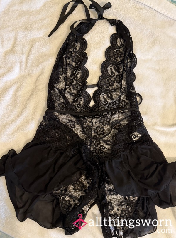 Black Baby Doll Outfit With Open Pu**y Access 🤫 Worn During Playtime 💦