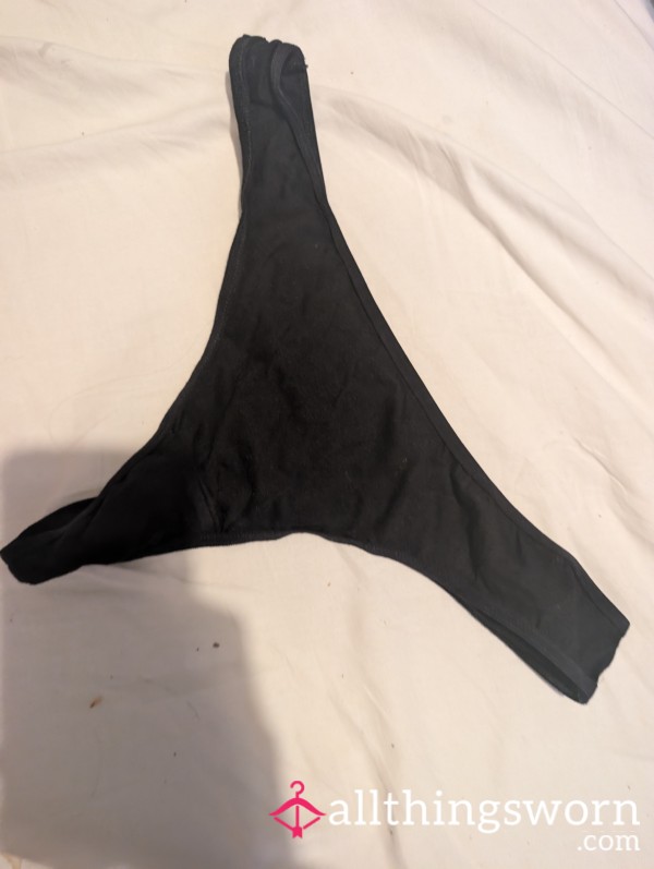 Black Basic Thong Worn For Ages