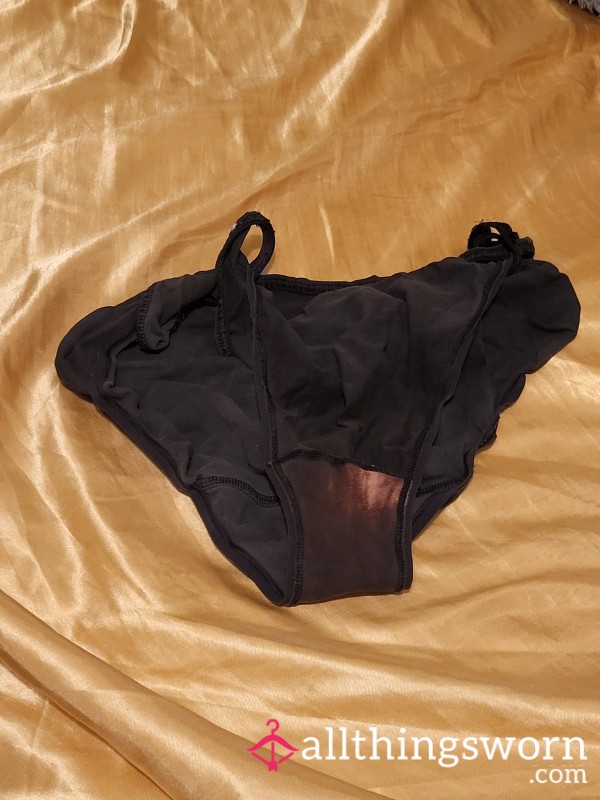 Black Bikini Panties With Discharge Stains