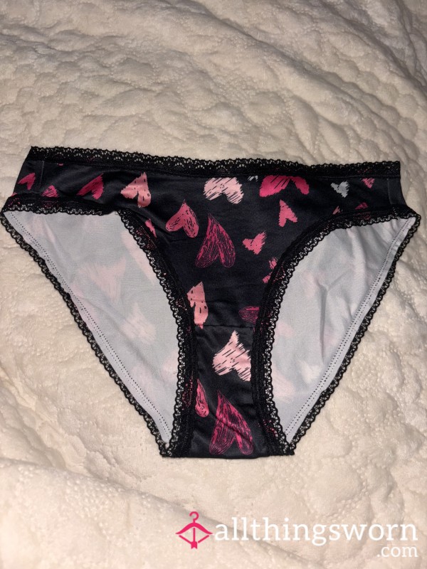Black Bikini Panties With Hearts