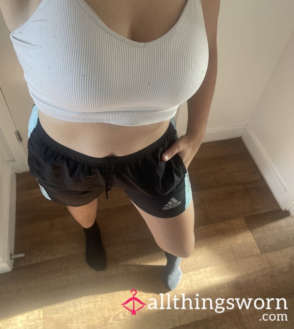 *SOLD* Black & Blue Adidas Gym Shorts - Worn