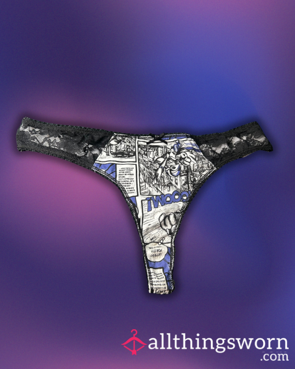 Black & Blue Comic Thong