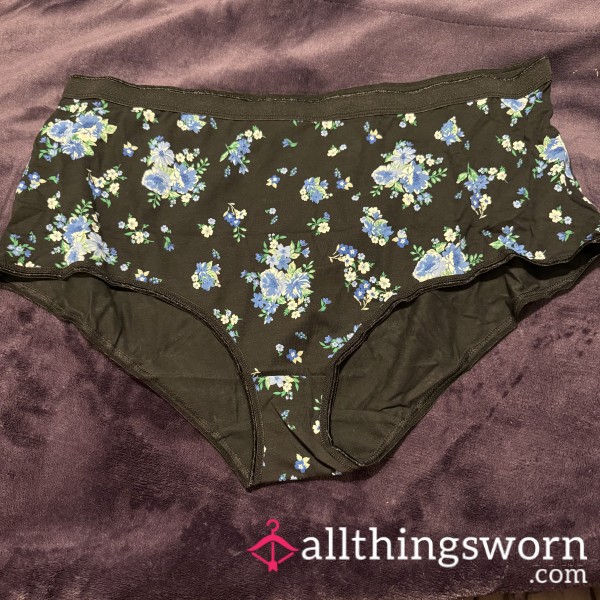 Black & Blue Flor*l Cotton Knickers