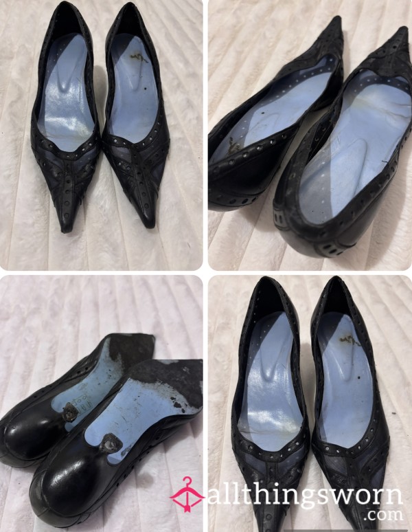Black, Bold, Seductive Kitten Heels, Size 6UK