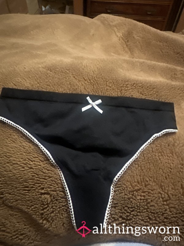 Black Bow Thong